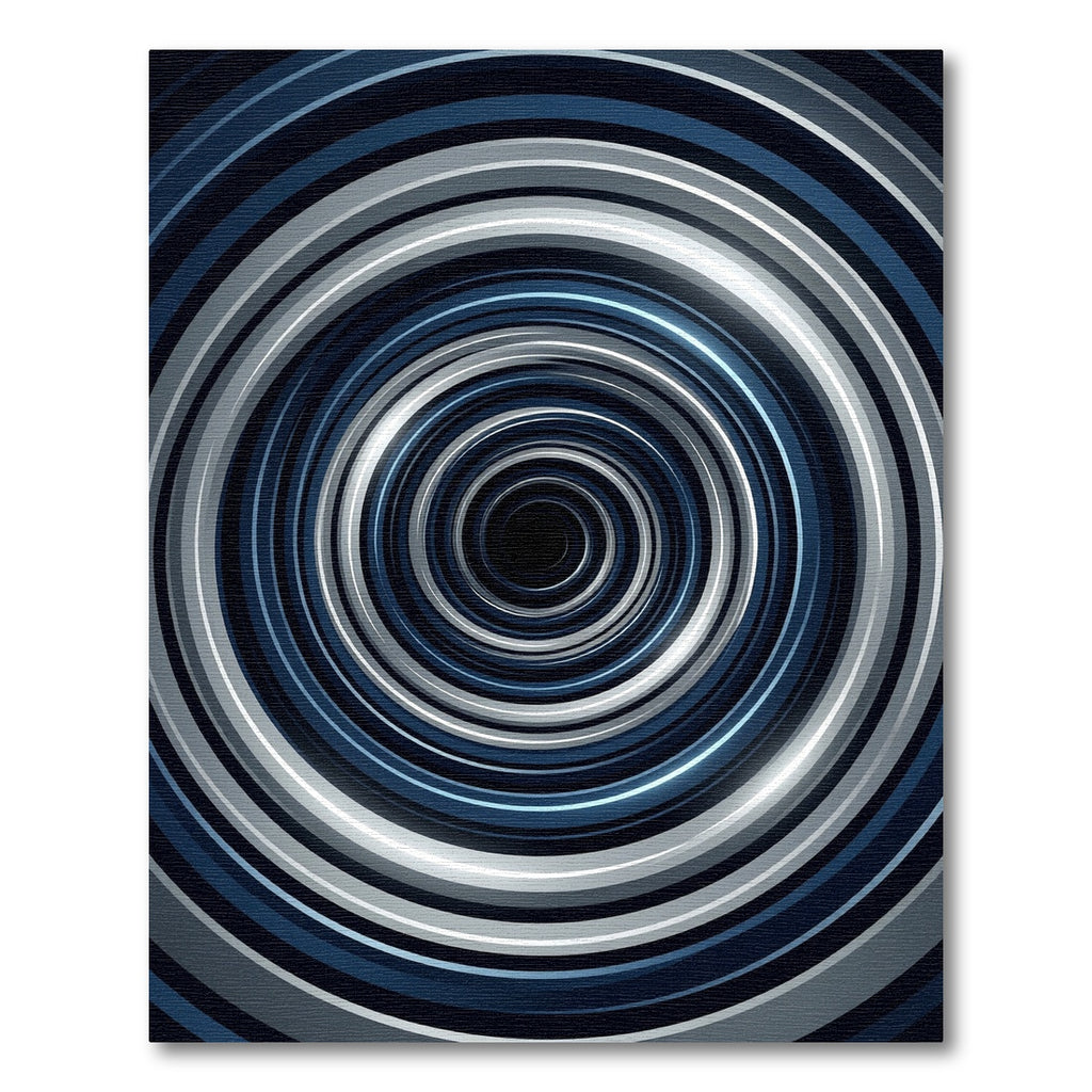 Modern Indigo Silver Circular Swirl Rug