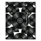 Monochrome Retro Vinyl Record Composition Rug