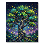Enchanted Luminous Tree with Glowing Fireflies Rug