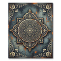 Golden Mandala Dark Slate Floral Medallion Rug