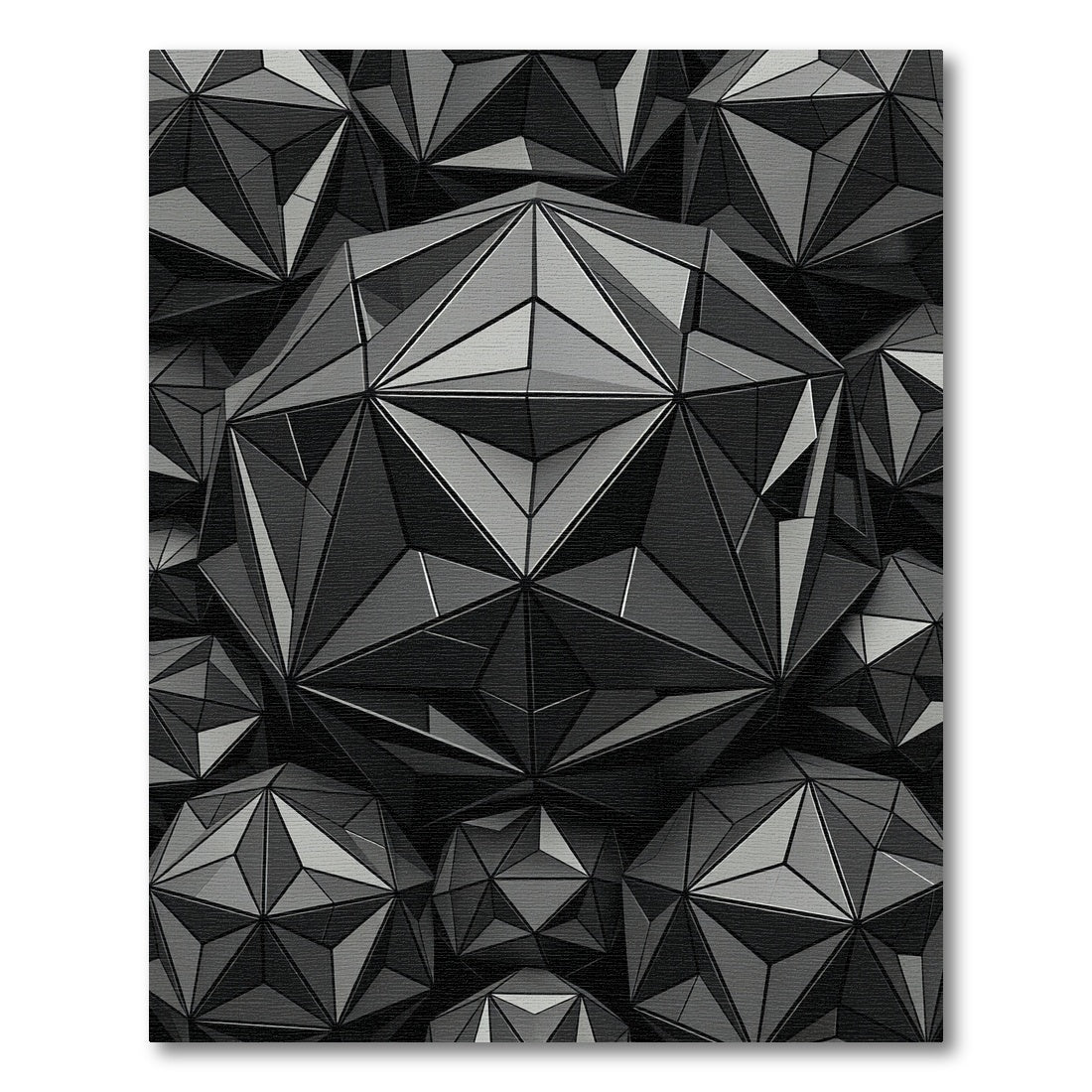 Monochromatic Faceted Geometric Sphere Art Rug