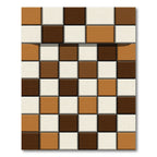 Modern Brown Cream Grid Rug