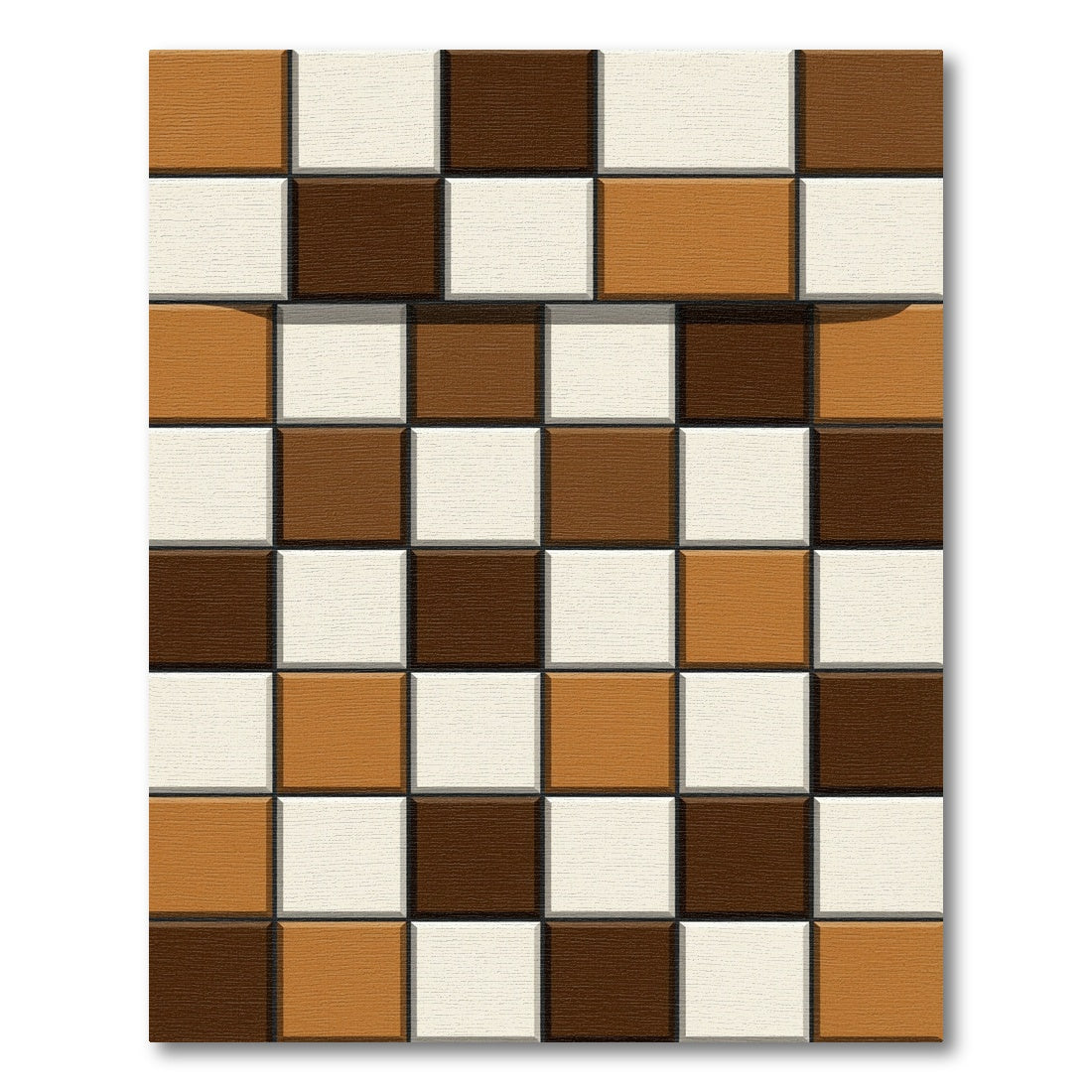 Modern Brown Cream Grid Rug