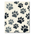Playful Charcoal Paw Print Accent Rug