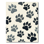 Playful Charcoal Paw Print Accent Rug
