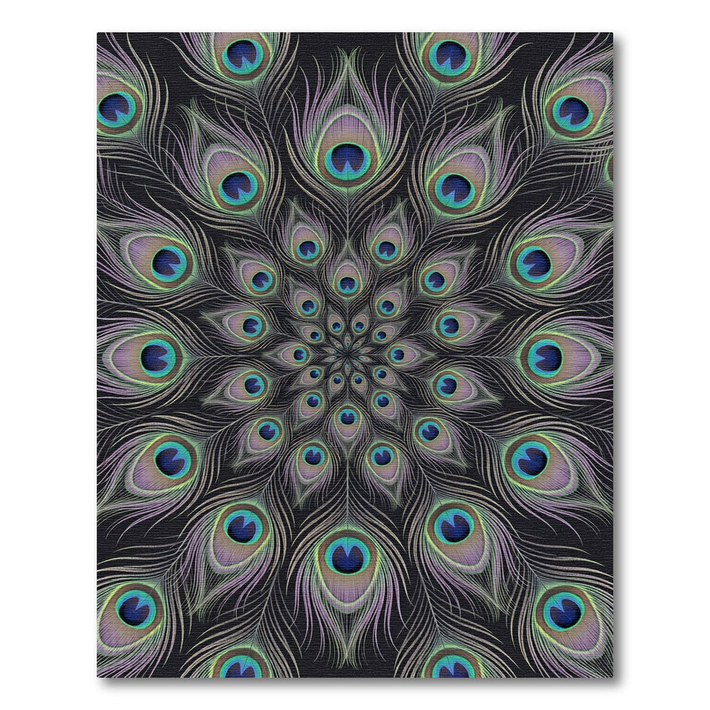Intricate Peacock Feather Mandala Rug