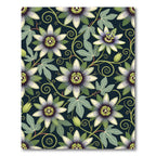 Botanical Passion Flower Vine Midnight Rug