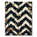 Golden Splattered Black Chevron Rug
