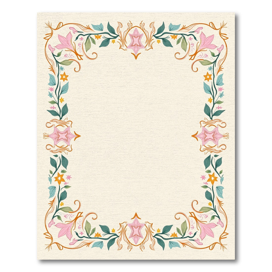 Pastel Pink Floral Vine Border Rug