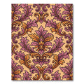 Ornate Peach and Plum Damask Scroll Rug