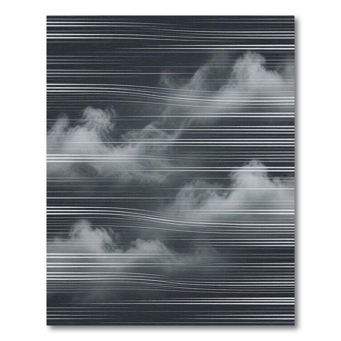 Monochrome Abstract Cloud Line Art Rug
