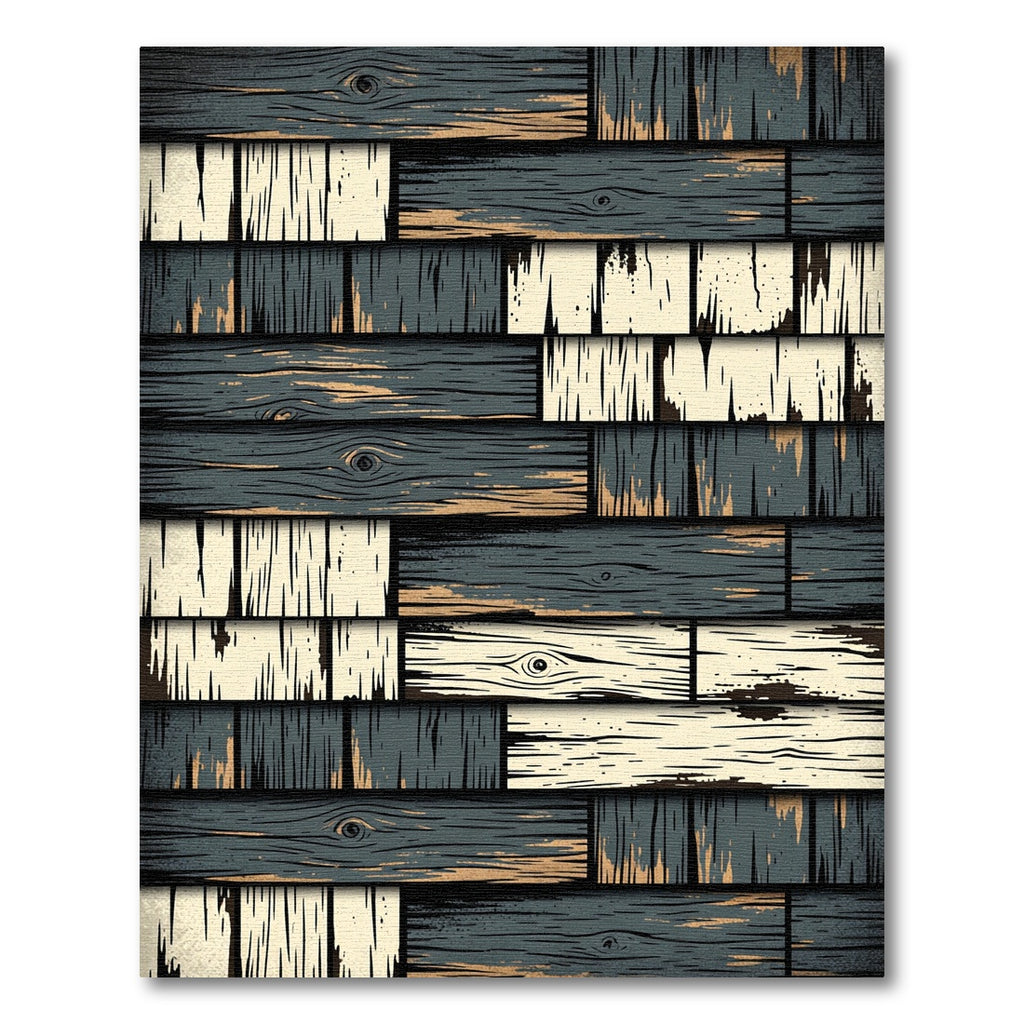 Distressed Wood Panel Shiplap Pattern Rug
