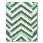 Modern Mint and Charcoal Chevron Stripe Rug