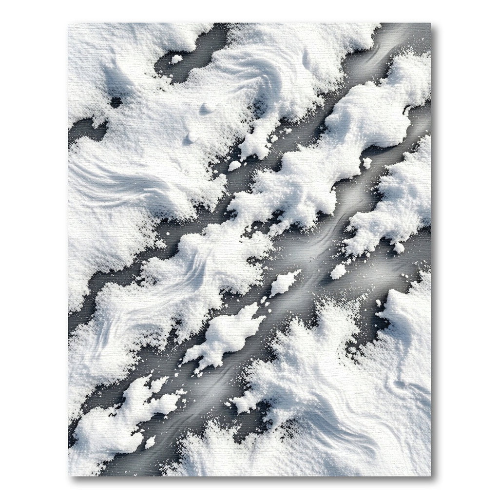 Abstract White Frozen Snow Drift Rug