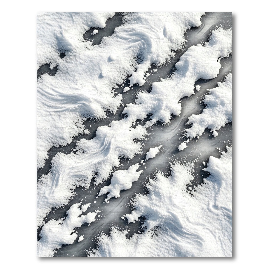 Abstract White Frozen Snow Drift Rug