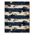 Dark Blue Gold Splatter Stripe Rug