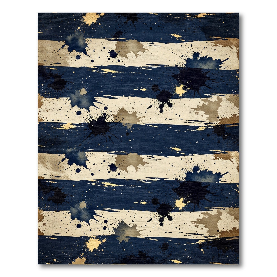 Dark Blue Gold Splatter Stripe Rug