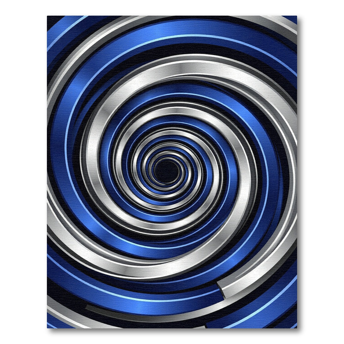 Metallic Blue Silver Spiraling Vortex Rug