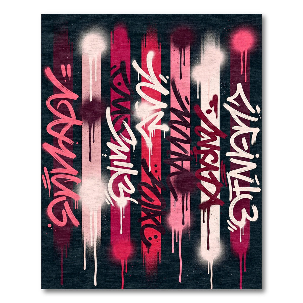 Urban Pink Graffiti Drip Stripes Rug