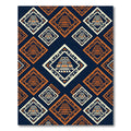 Geometric Aztec Step Pyramid Navy Gold Rug