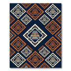 Geometric Aztec Step Pyramid Navy Gold Rug