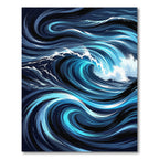 Dynamic Deep Blue Swirling Ocean Wave Rug