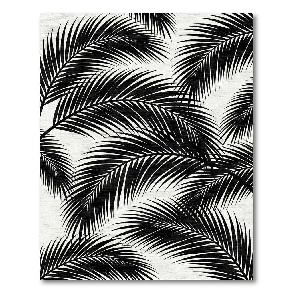 Monochrome Tropical Palm Leaf Rug