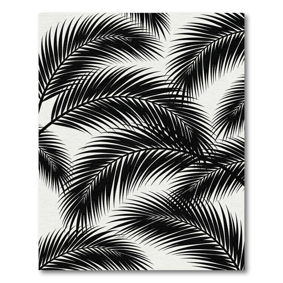 Monochrome Tropical Palm Leaf Rug
