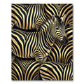 Bold Black Gold Zebra Stripe Collage Rug