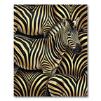 Bold Black Gold Zebra Stripe Collage Rug