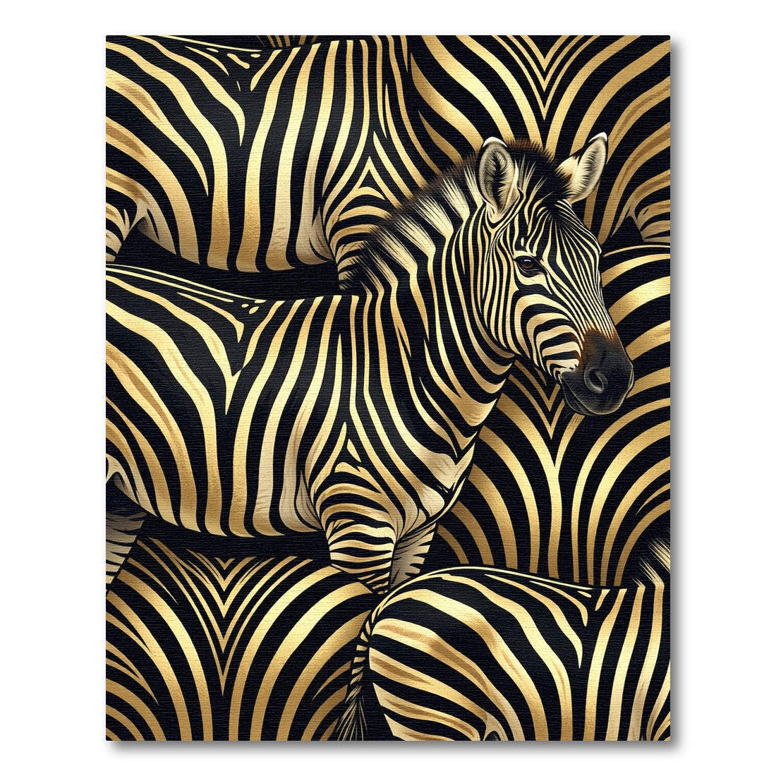 Bold Black Gold Zebra Stripe Collage Rug