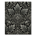Ornate Silver Black Floral Scroll Rug
