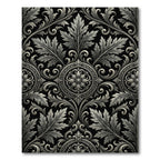 Ornate Silver Black Floral Scroll Rug