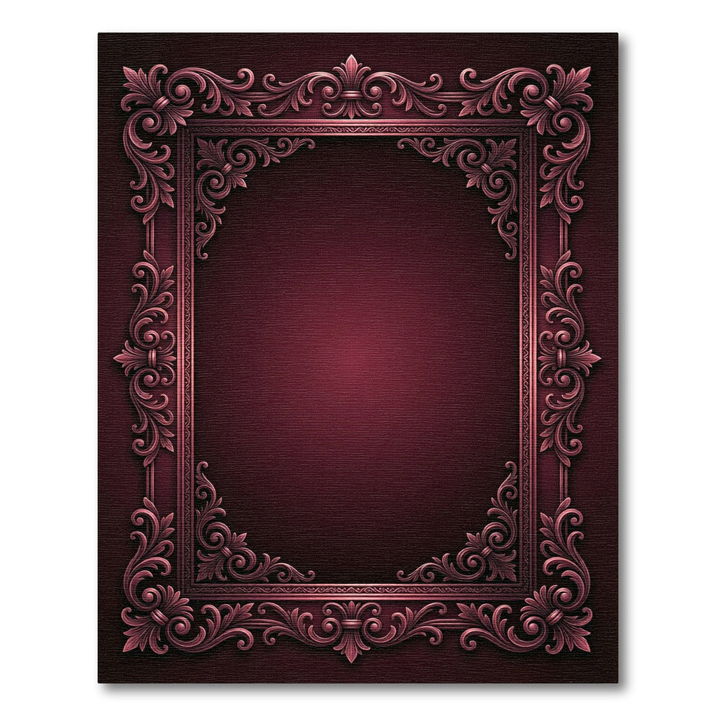 Ornate Crimson Acanthus Scroll Frame Rug