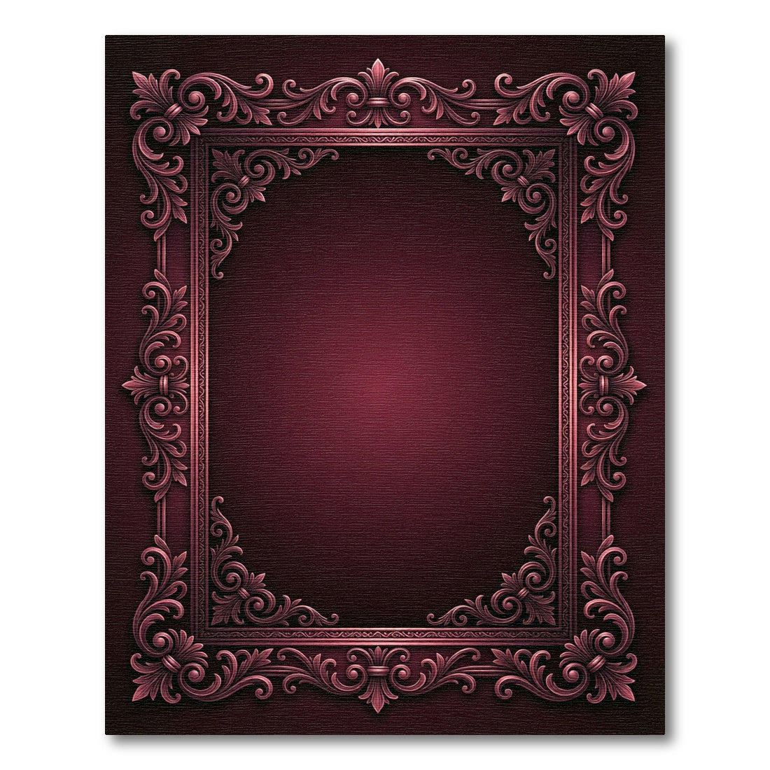 Ornate Crimson Acanthus Scroll Frame Rug