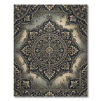 Vintage Gold Dark Floral Medallion Rug