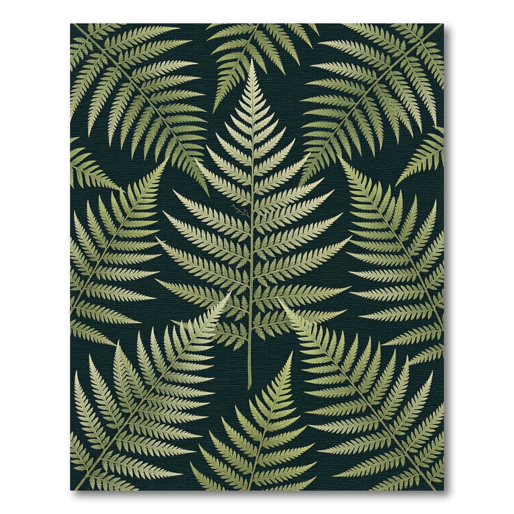 Green Fern Frond Forest Arrangement Rug