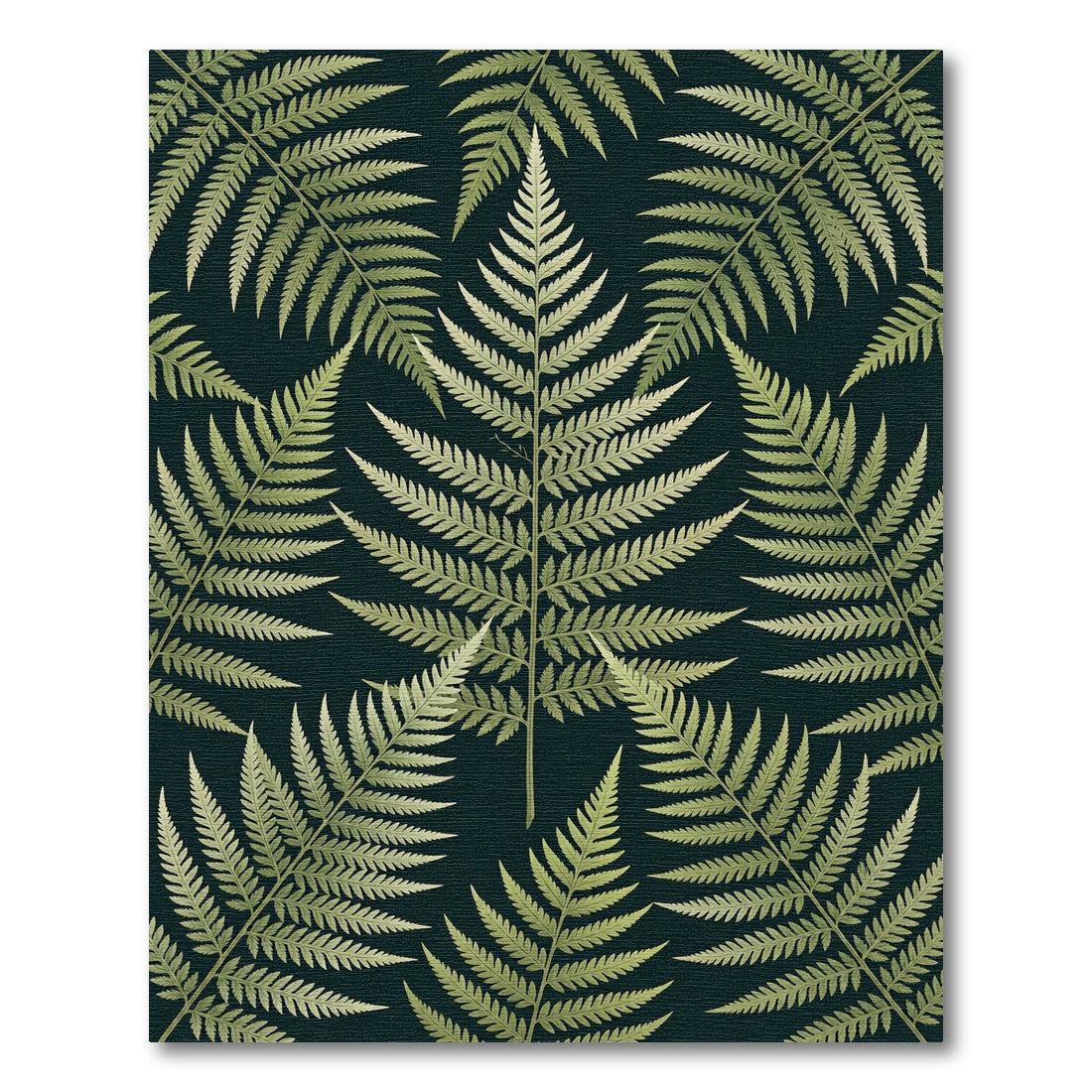 Green Fern Frond Forest Arrangement Rug