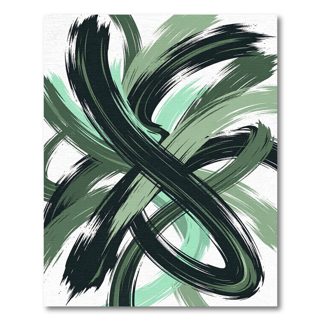 Green Swirl Brushstroke Abstract Rug