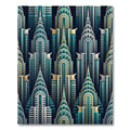 Art Deco Teal Gold Skyline Buildings Rug