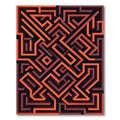 Orange Red Geometric Maze Labyrinth Rug