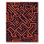 Orange Red Geometric Maze Labyrinth Rug