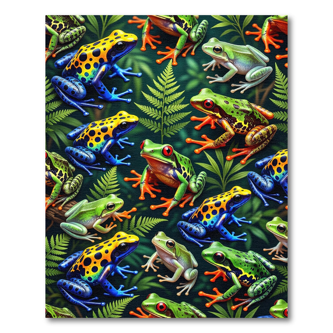 Vibrant Amazonian Frog Leaf Jungle Rug