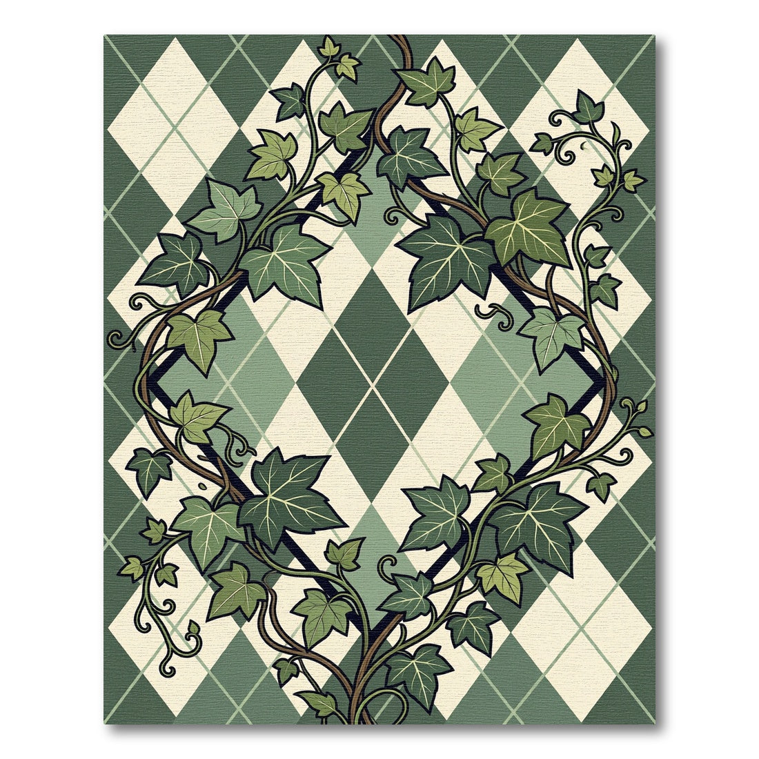 Forest Ivy Argyle Diamond Trellis Rug