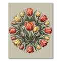 Symmetrical Tulip Floral Wreath Round Rug