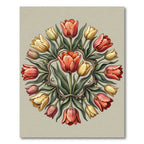 Symmetrical Tulip Floral Wreath Round Rug