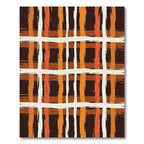Rustic Earthy Plaid Brushstroke Grid Rug