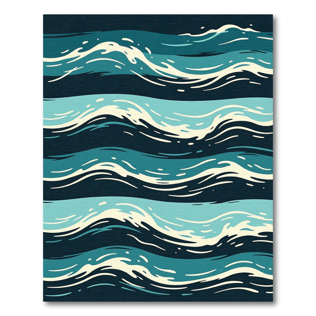 Deep Blue Teal Ocean Waves Rug