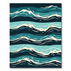 Deep Blue Teal Ocean Waves Rug