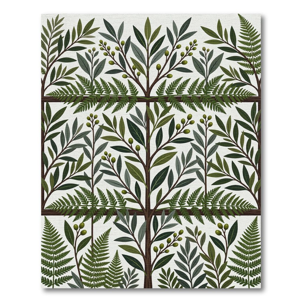 Lush Green Olive Fern Garden Rug